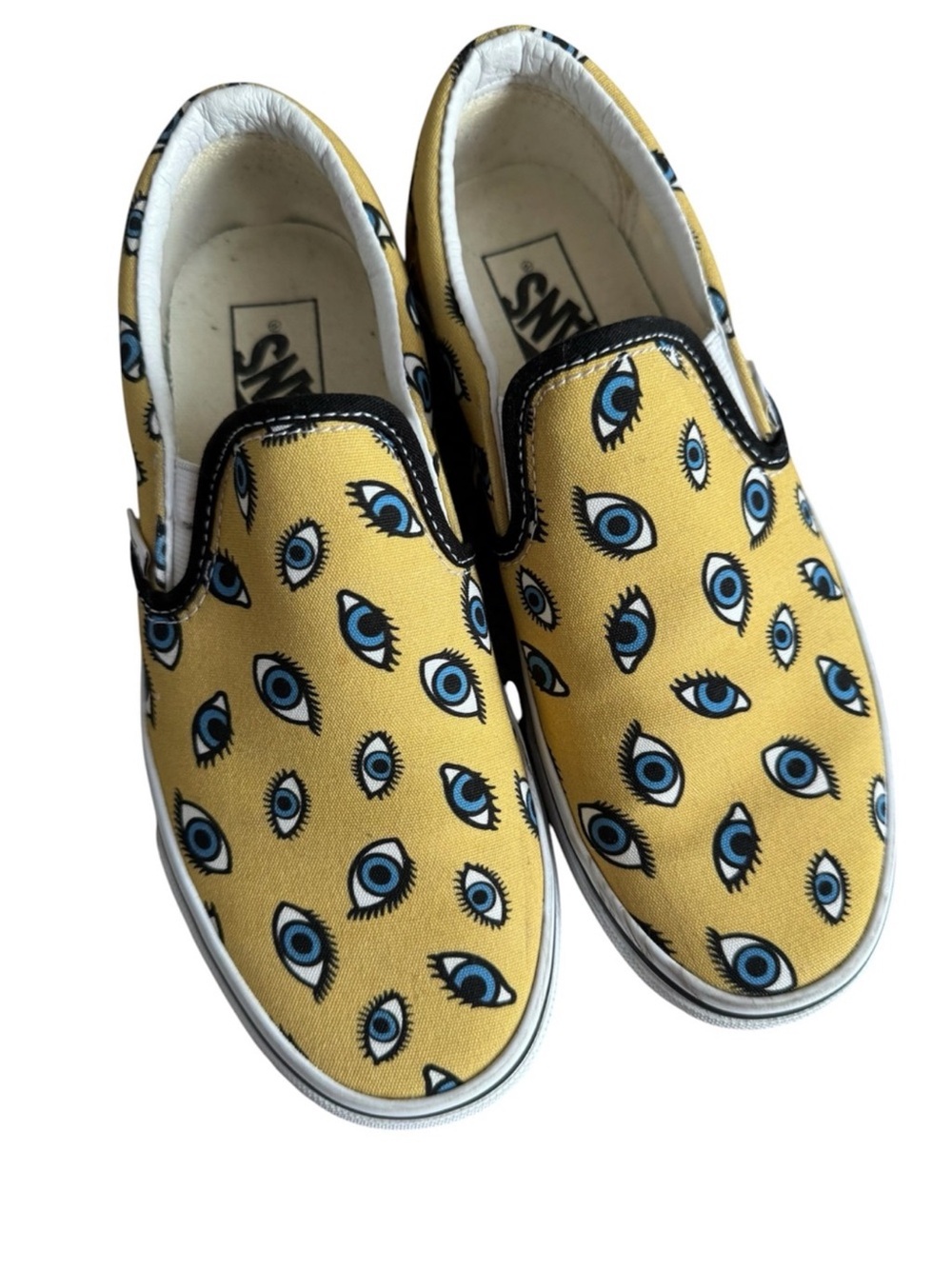 Vans Looking Glass Slip On Sneakers Eyeballs Yellow Size 7 W 5.5 M - Picture 4 of 5